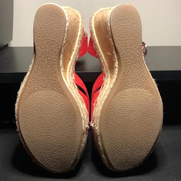 Nine West Fender Red Cork Heel Wedges - Picture 5 of 14